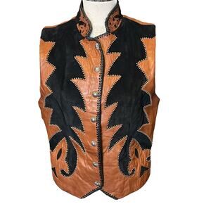Diamond Leathers Vest Womens 12 Lambskin Leather Studded Suede Studded Western